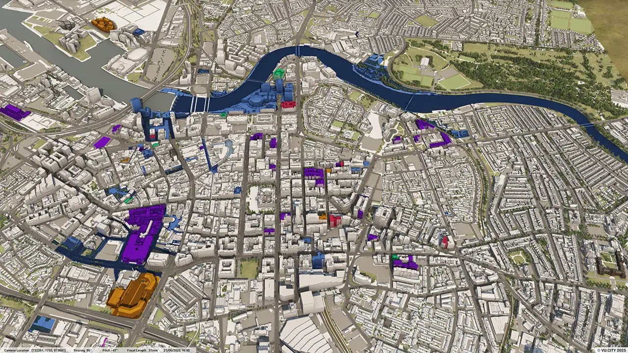 VU.CITY Belfast Data GLPR and Property Assets - visualised in a digital twin 3D model