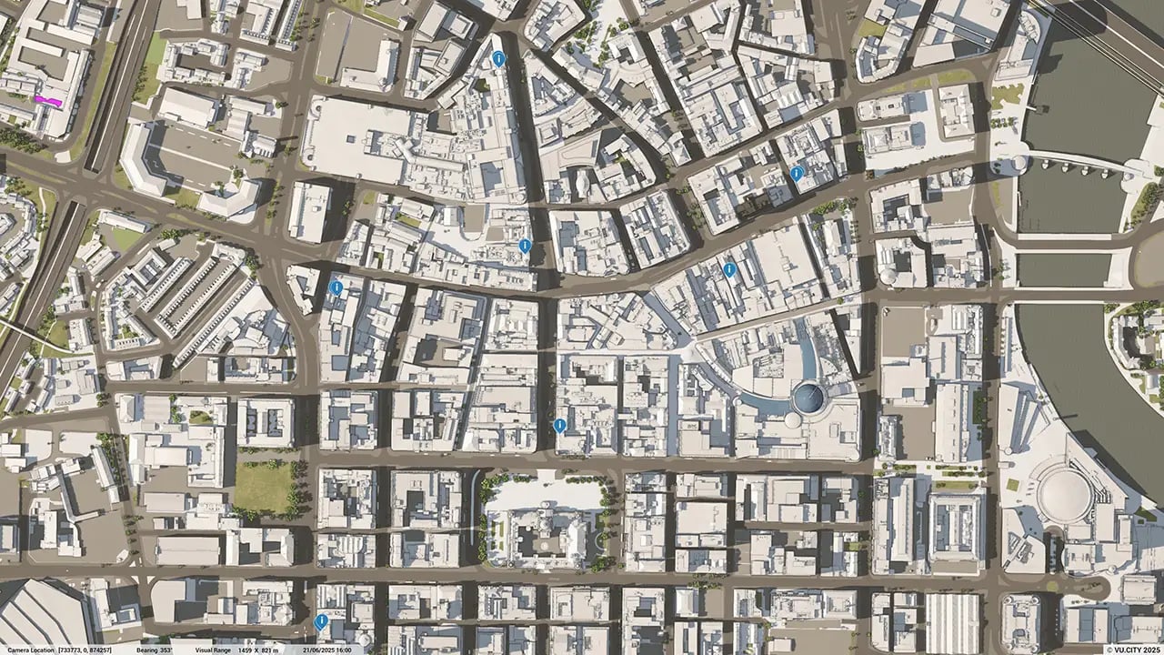 VU.CITY Belfast Data Retail Supermarkets - visualised in a digital twin 3D model