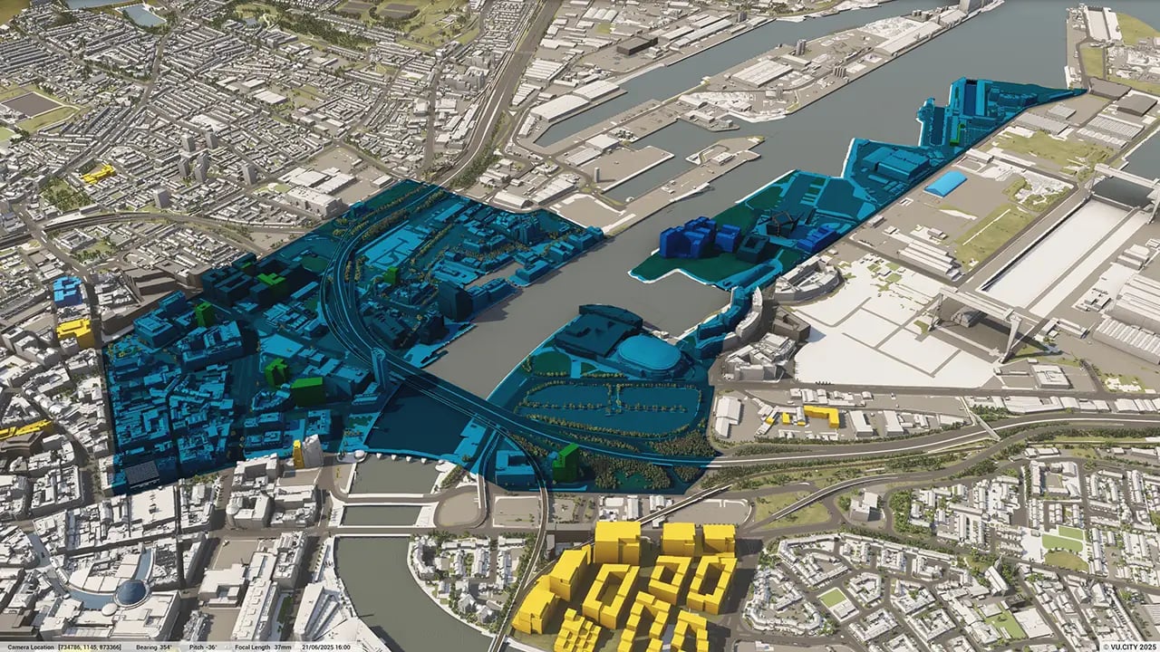 VU.CITY Belfast Data Innovation District - visualised in a digital twin 3D model
