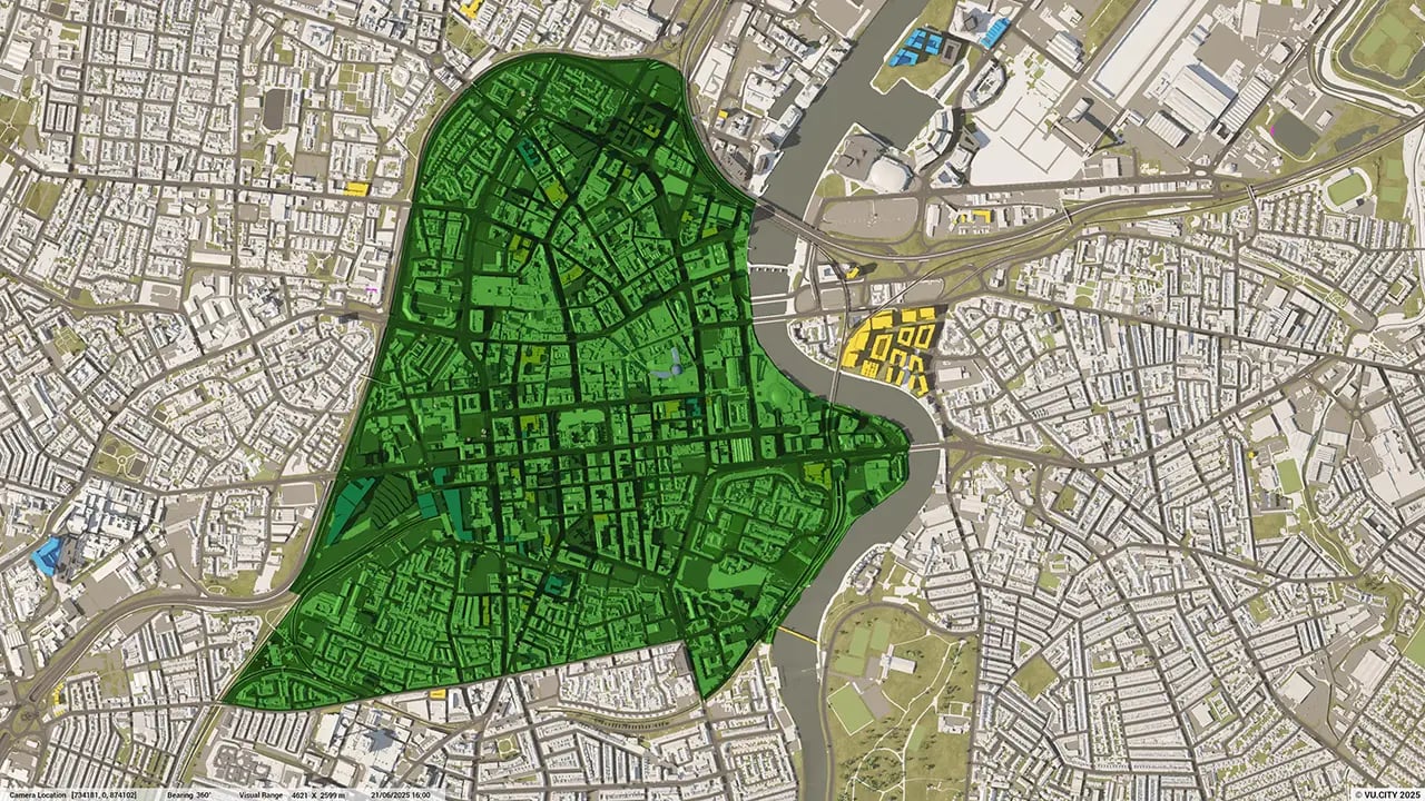 VU.CITY Belfast Data Smart District - visualised in a digital twin 3D model