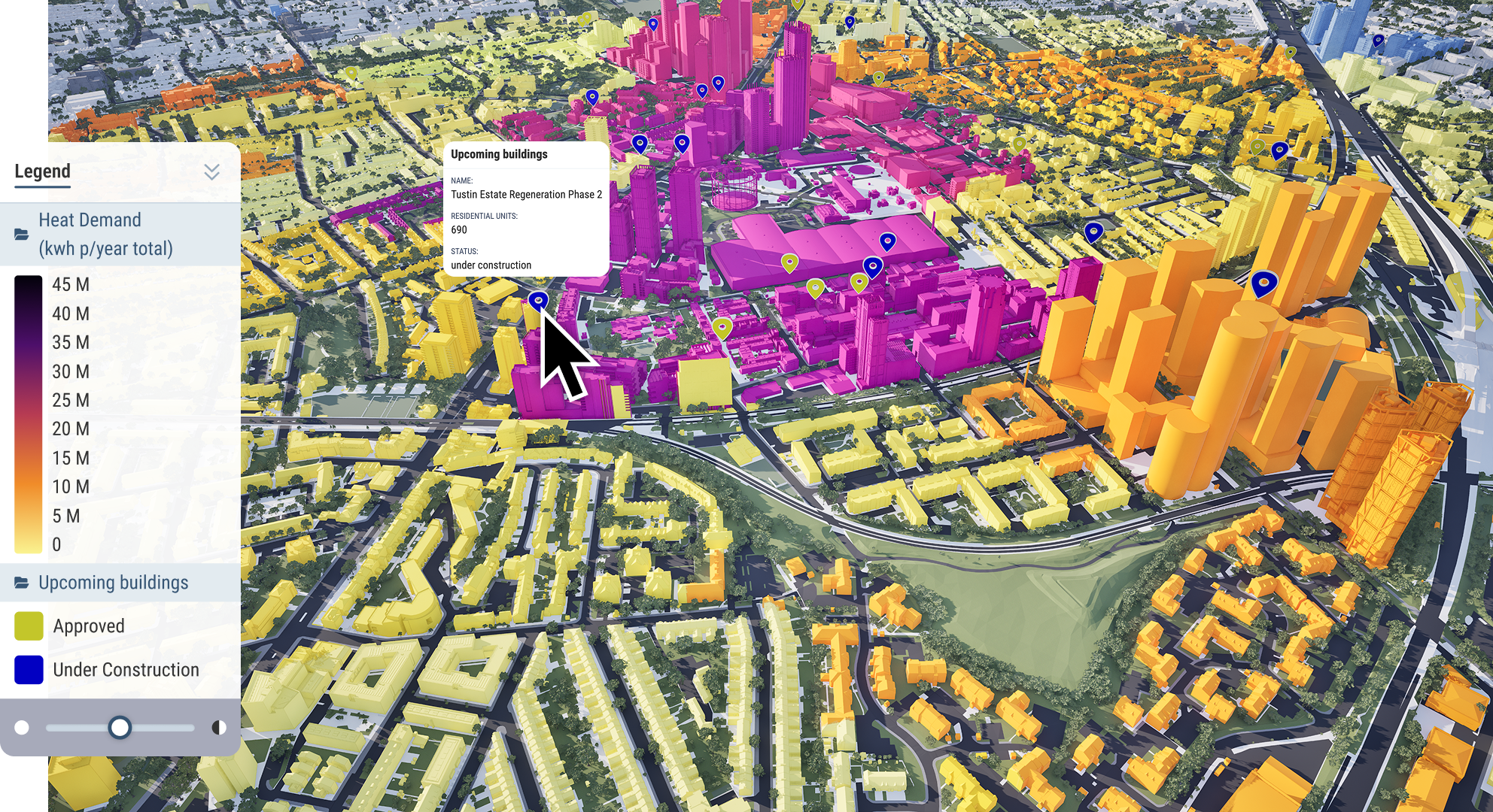 Analyse future heat demand on a 4D city map using complementary data