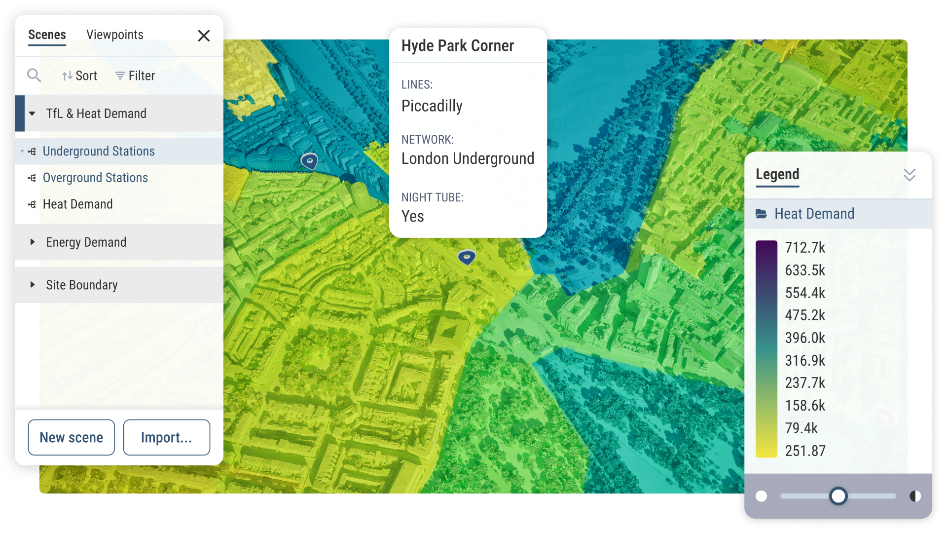 Visualise heat demand data with TfL network in 4D using VU.CITY Visualise heat demand data with TfL network in 4D using VU.CITY