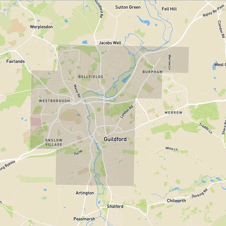VU.CITY Guildford 3D Model Digital Twin tile coverage