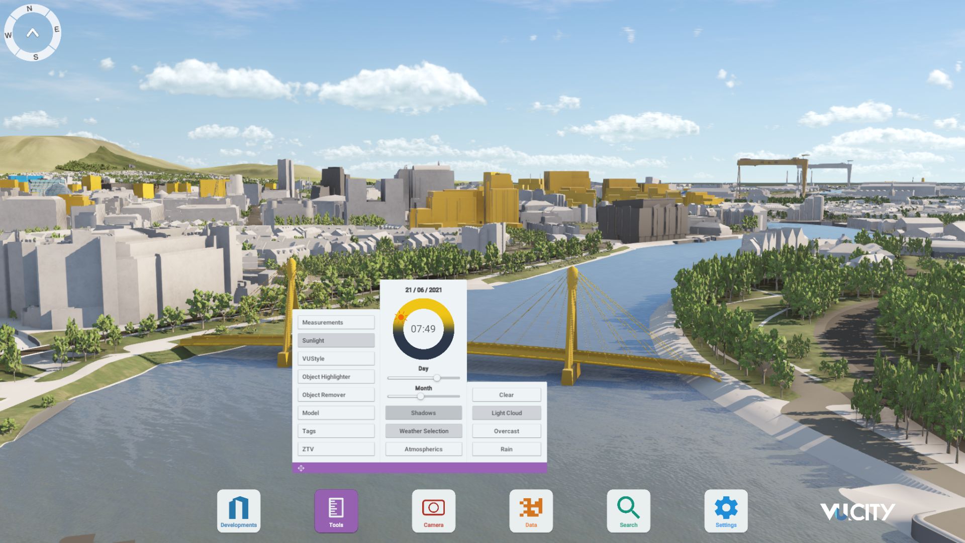 Microclimate, Sunlight, Weather and Atmospherics analysis in VU.CITY Belfast's 3D Model and Digital Twin Platform