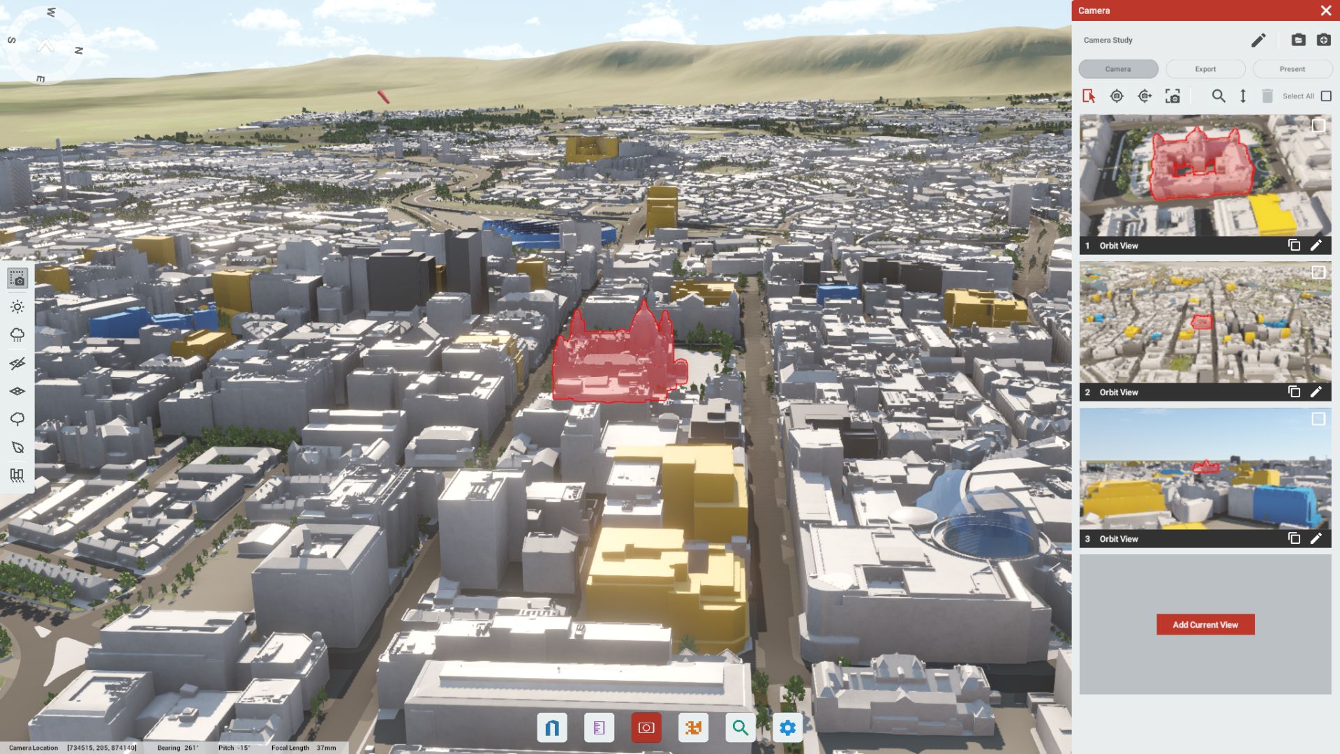Conduct Viewsheds, view studies, feasibility studies, present concepts, export images and video from the VU.CITY 3D Model Digital Twin of Belfast